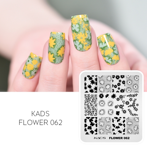 FLOWER 062 Nail Stamping Plate Ginkgo & Maple & Clover & Tiny Flowers