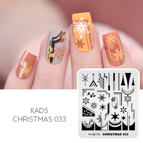 Christmas 033 Nail Stamping Plate Snowflakes & Geometric Patterns