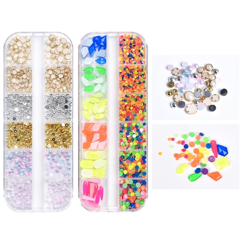 Mixed Color Flat Bottom Nail Pearl & Nail Rhinestone 200167