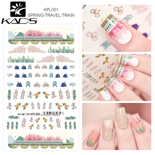 Water Transfer Nail Sticker Spring Travel & Train