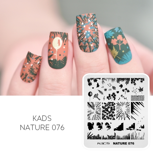 Nature 076 Nail Stamping Plate Creative Views of Trees & Forest & Leaves & Clouds