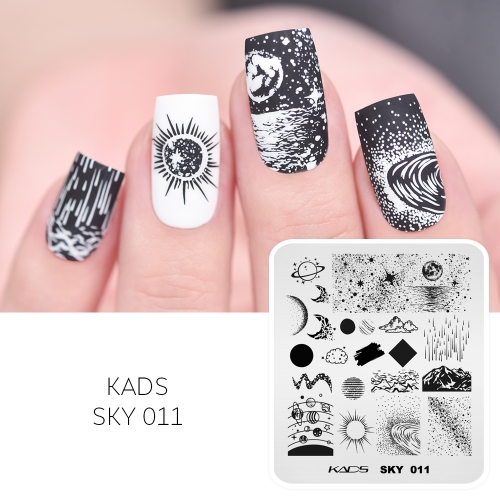 Sky 011 Nail Stamping Plate Planet & Sun & Stars & Moon & Galaxy