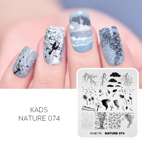 Nature 074 Nail Stamping Plate Intense Hurricane & Flash Lightning