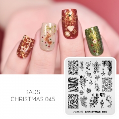 Christmas 045  ネイルスタンピングプレート 葉と雪の結晶と抽象的なパターン