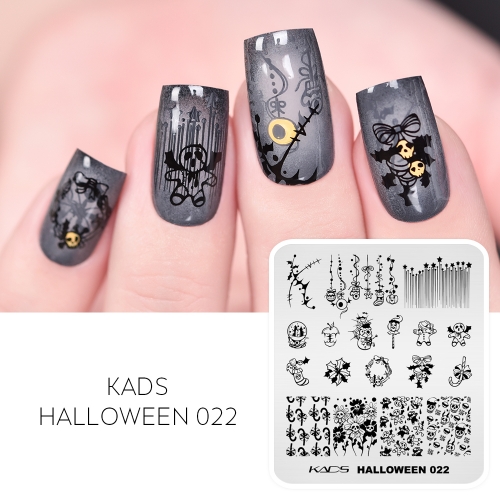 Halloween 022 Nail Stamping Plate Mix of Christmas and Halloween Elements