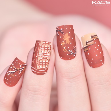 Red Wall and White Snow | Stamping Tutorial for Oriental Chinese Nails【KADSNailArt】