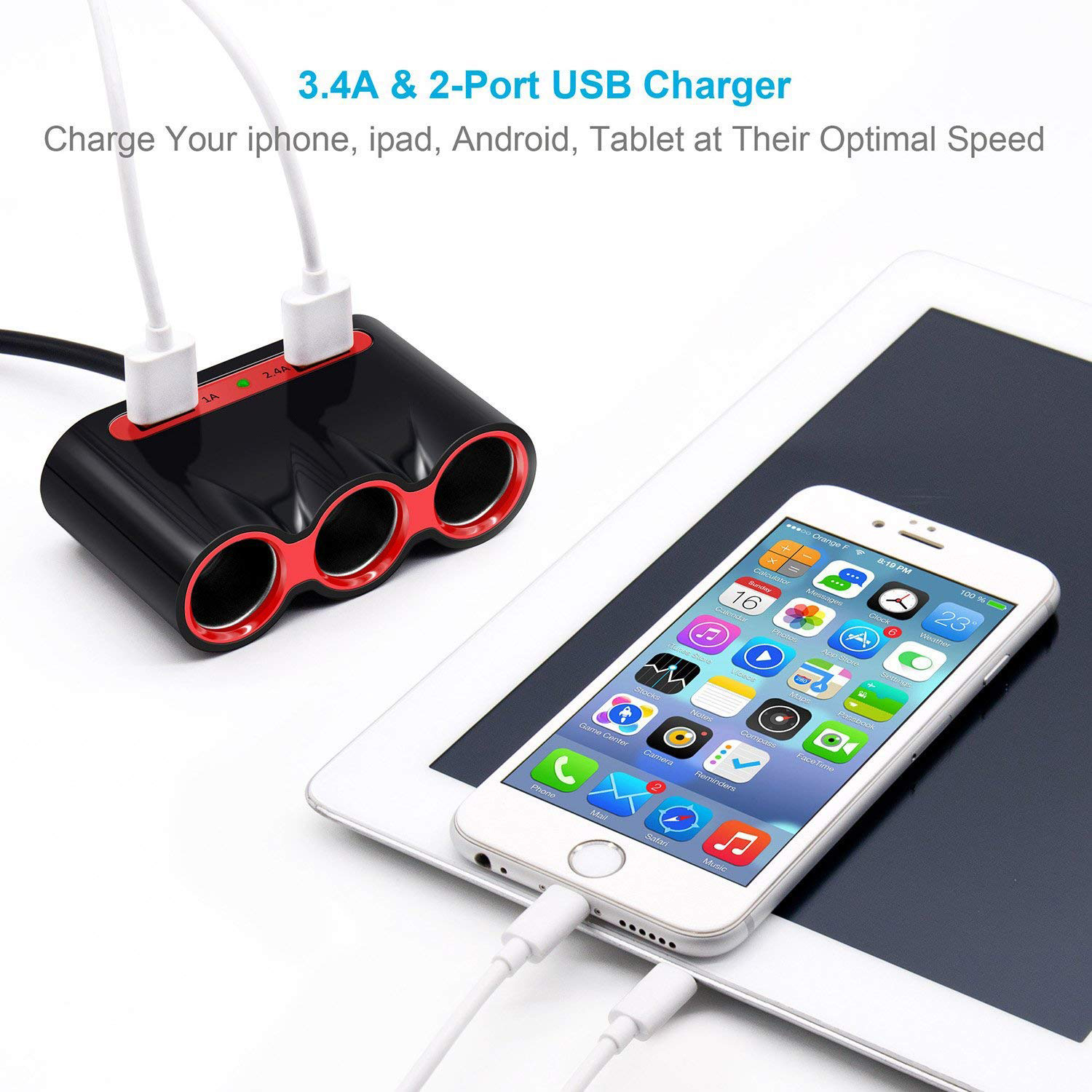 45W USB Car Charger with 5 USB A ports
