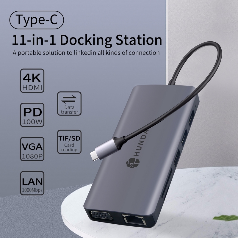 USB C Hub for Macbook Pro, 11 in 1 Hub with PD 100W, 4K HDMI,TF/SD