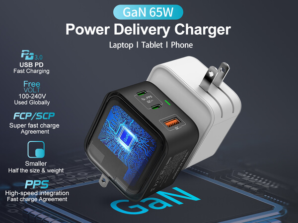 65W GaN charger Power by Gallium nitride Technology