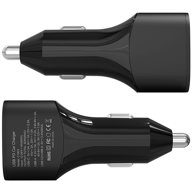 60W USB C Car Charger 2C + A, 30W USB C PD3.0 PPS
