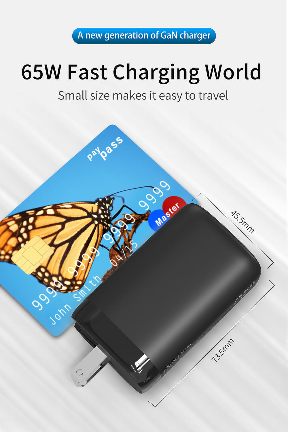 A2018 65 watts usb c charger is the best travel charger with the small size and US foldale plug with EU AU UK converters plugs