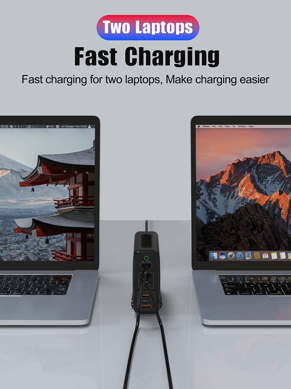 A2215 245W GaN Charger fast charge 2 laptops same time