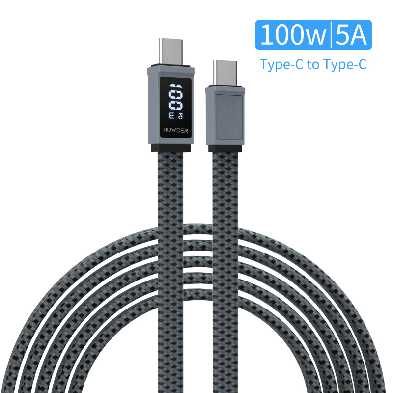 HUWDER PD3.1 USB-C to USB-C Rapid Charge Cable Max 100W 5A -1.8M with display