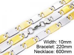 HY Stainless Steel 316L Necklaces Bracelets (Two Tone)- HY55S0173H80