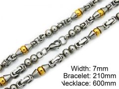 HY Stainless Steel 316L Necklaces Bracelets (Two Tone)- HY55S0072I50