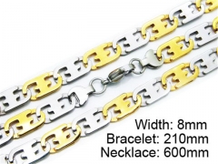 HY Stainless Steel 316L Necklaces Bracelets (Two Tone)- HY55S0148H80
