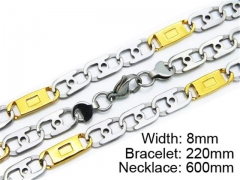 HY Stainless Steel 316L Necklaces Bracelets (Two Tone)- HY55S0136H80