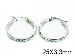 HY Stainless Steel 316L Crystal Hoop Earrings-HY58E1002JL