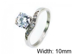 HY Stainless Steel 316L Lady Big-Crystal Rings-HY45R0277MA