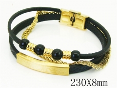 HY Wholesale Bracelets 316L Stainless Steel And Leather Jewelry Bracelets-HY91B0568IMB