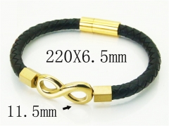 HY Wholesale Bracelets 316L Stainless Steel And Leather Jewelry Bracelets-HY37B0237HIS