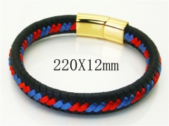 HY Wholesale Bracelets 316L Stainless Steel And Leather Jewelry Bracelets-HY37B0244HHA