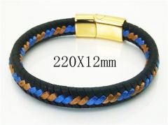 HY Wholesale Bracelets 316L Stainless Steel And Leather Jewelry Bracelets-HY37B0247HHR