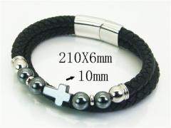 HY Wholesale Bracelets 316L Stainless Steel And Leather Jewelry Bracelets-HY62B1695HMD