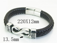 HY Wholesale Bracelets 316L Stainless Steel And Leather Jewelry Bracelets-HY62B1690HMS
