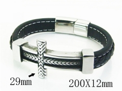 HY Wholesale Bracelets 316L Stainless Steel And Leather Jewelry Bracelets-HY62B1689HOQ