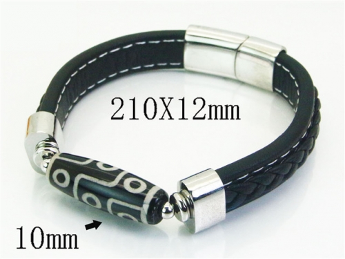 HY Wholesale Bracelets 316L Stainless Steel And Leather Jewelry Bracelets-HY62B1692HNZ