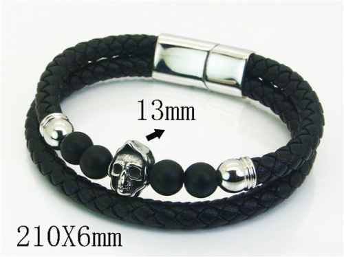 HY Wholesale Bracelets 316L Stainless Steel And Leather Jewelry Bracelets-HY62B1696HMT