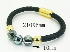 HY Wholesale Bracelets 316L Stainless Steel And Leather Jewelry Bracelets-HY62B1699HLR