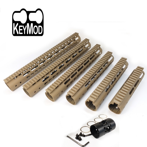 7/9/10/12/13.5/15 Inch Free Float Keymod Handguards Picatinny Rail Mount System Fit .223/5.56 Tan Color