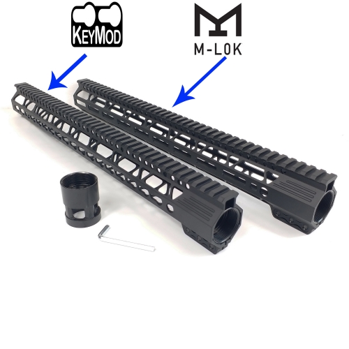 17 Inch M-LOK / Keymod Handguard Clamping Mount Style Monothilic Top Rail fit .223/5.56(AR15) Spec Black Color