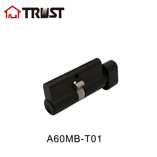 華信 A60MB-T01 歐標60mm單開銅鎖芯 油黑古面飾 T型旋鈕
