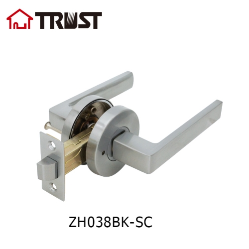 TRUST ZH038-BK-SC Modern Design Zinc Alloy Bathroom Door Handle Lock With Rose Lever Lock