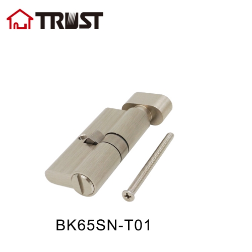 TRUST BK65-SN-T01 Brass Euro Profile Thumb Turn Bathroom 5 Pin Cylinder