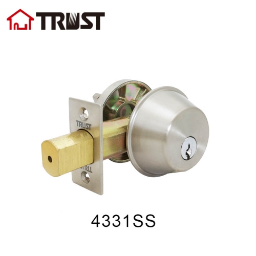 TRUST 4331-SS KD Heavy-Duty ANSI Grade 2 Commercial Single 6-Pin Cylinder Deadbolt lock, Fire Rated, 304SS US32D