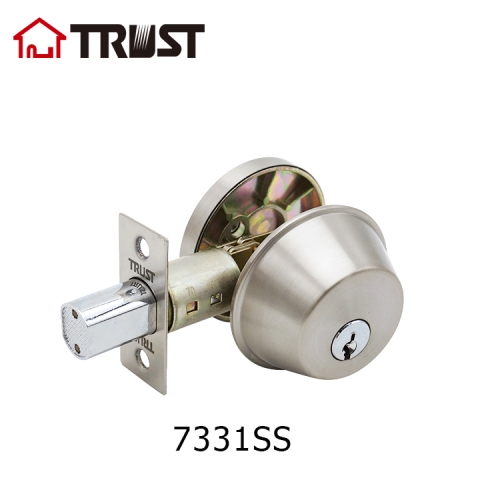 TRUST 7331-SS ANSI Grade 3 High Security Single Cylinder Dead-Bolt Thumb Turn Adjustable Latch
