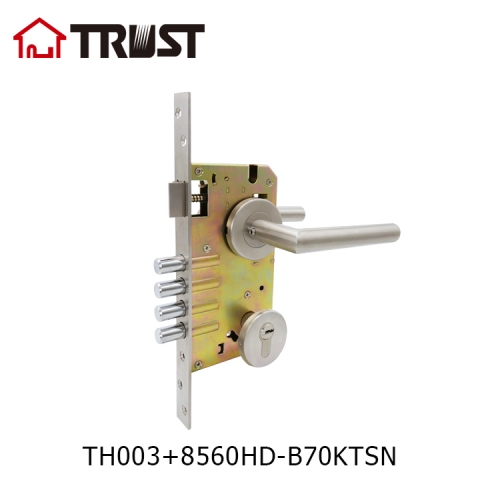 华信TH003-SS+8560HD-B70KTSN厂家欧式锁体锁芯304不锈钢空心把手分体锁