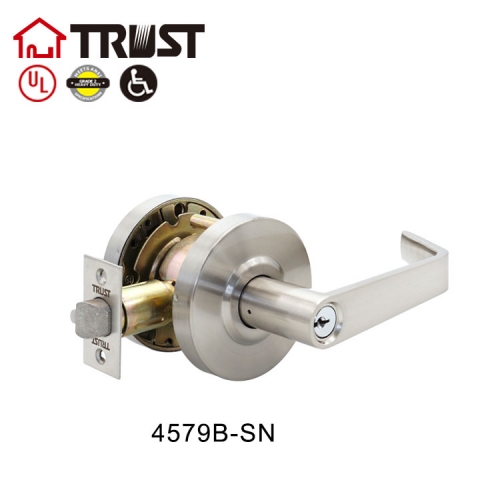 TRUST 4579-B SN Commercial Lever Door Lock ANSI Grade 2 Handle Lock Entrance Function