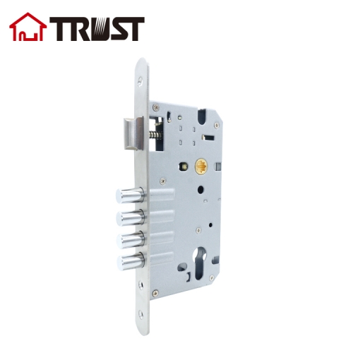 TRUST 85604R-SS Euro Standard Mortise Lock Body With 4 Round Bolt Enty Function