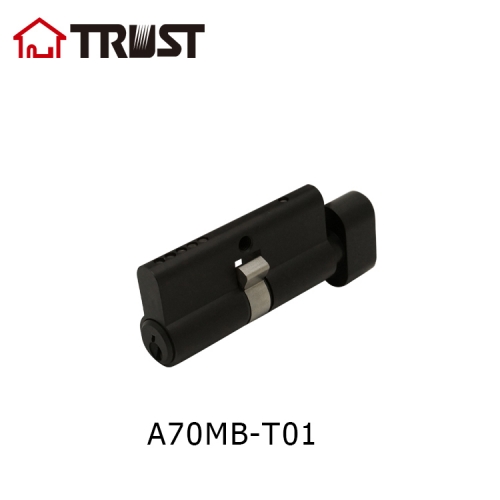 TRUST A70MB-T01 Black Color Full Brass Euro Cylinder With T Shape Turn