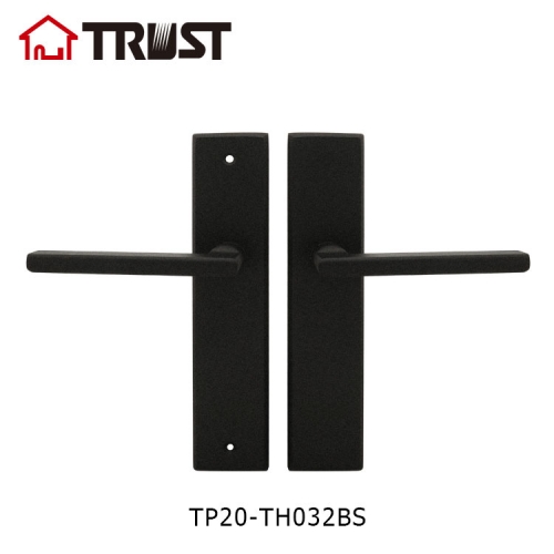 TRUST TP20-TH032BS Black Square Plate Door Lock With Handle For Wooden Door