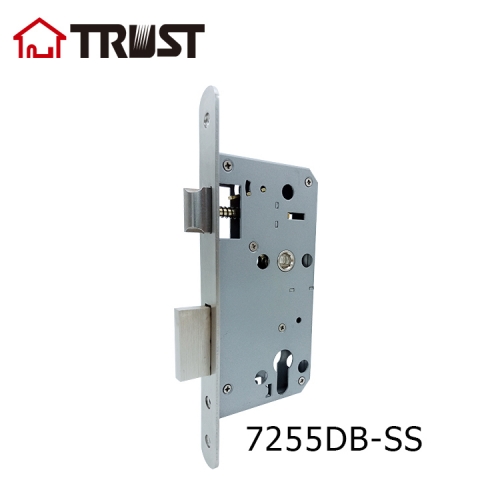 华信 7255DB-SSS 不锈钢斜舌方舌插芯锁德国DIN标准木门不锈钢门