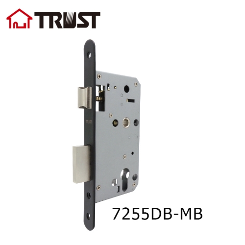 TRUST 7255EUZSNSEM Black Powder Coated Euro Mortise Lock For Entrance door