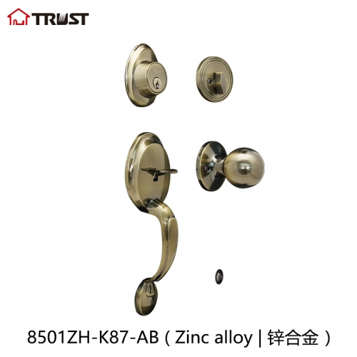 TRUST 8501Z-K87-AB Zinc alloy HandleSet With Single Cylinder Deadbolt Grip Handle