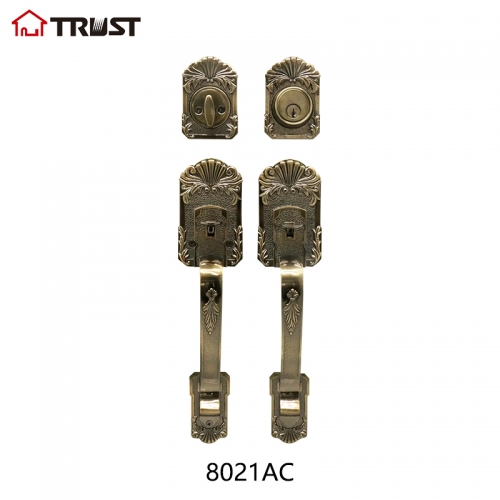 华信8021AB厂家直销铜材质门拉手高质量美式大拉手套锁