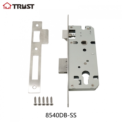 TRUST 8540-DB-SS 40mm backset narrow mortise lock body mortise door locks for wooden or steel door Euro Standard lock body